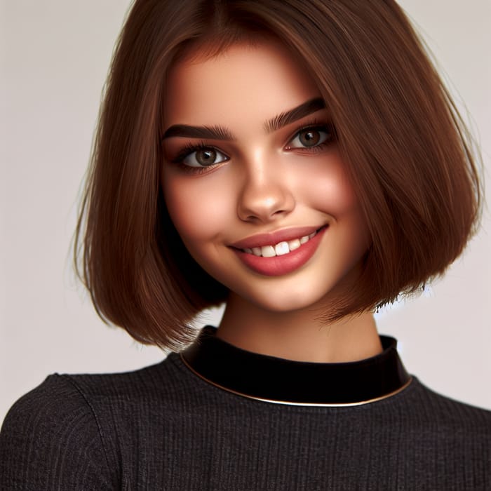 Pretty Teen Girl with Chestnut Brown Bob Cut