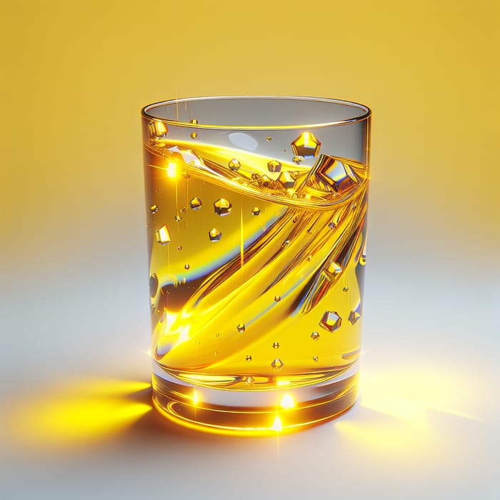 3D Yellow Liquid Drink: Viscosity & Light Spectacle