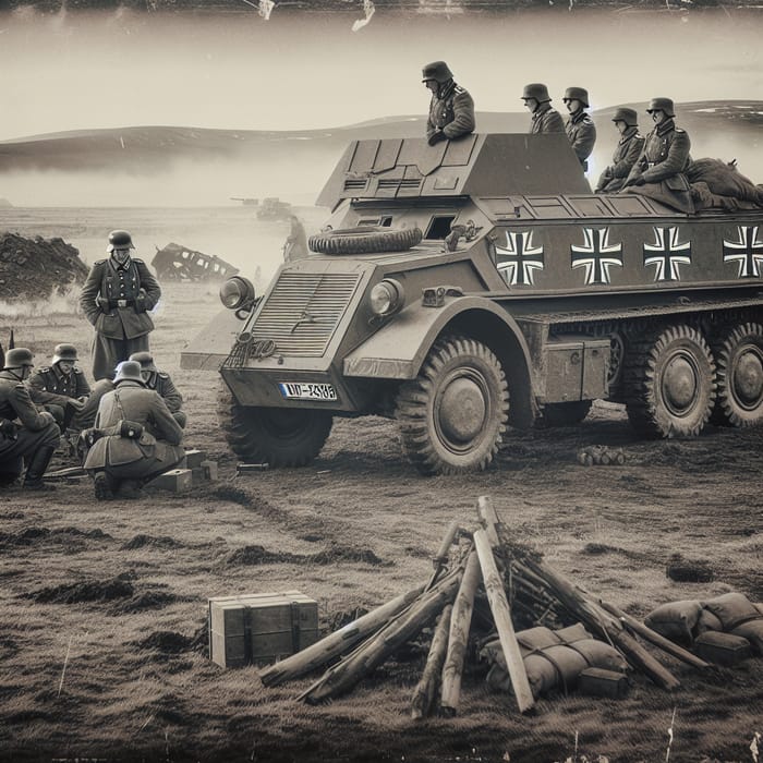 Vintage SD.Kfz. Half-track in Historical World War II Photo