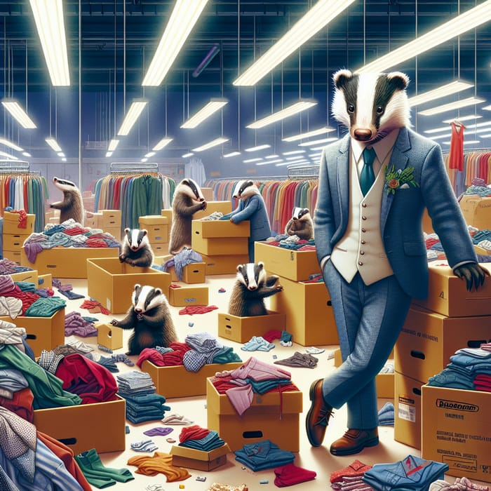 Badger Wedding Suit in Clothing Warehouse | Adorable Pack & Fold Scene