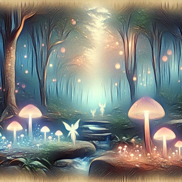 Ethereal Mystical Forest with Glowing Mushrooms