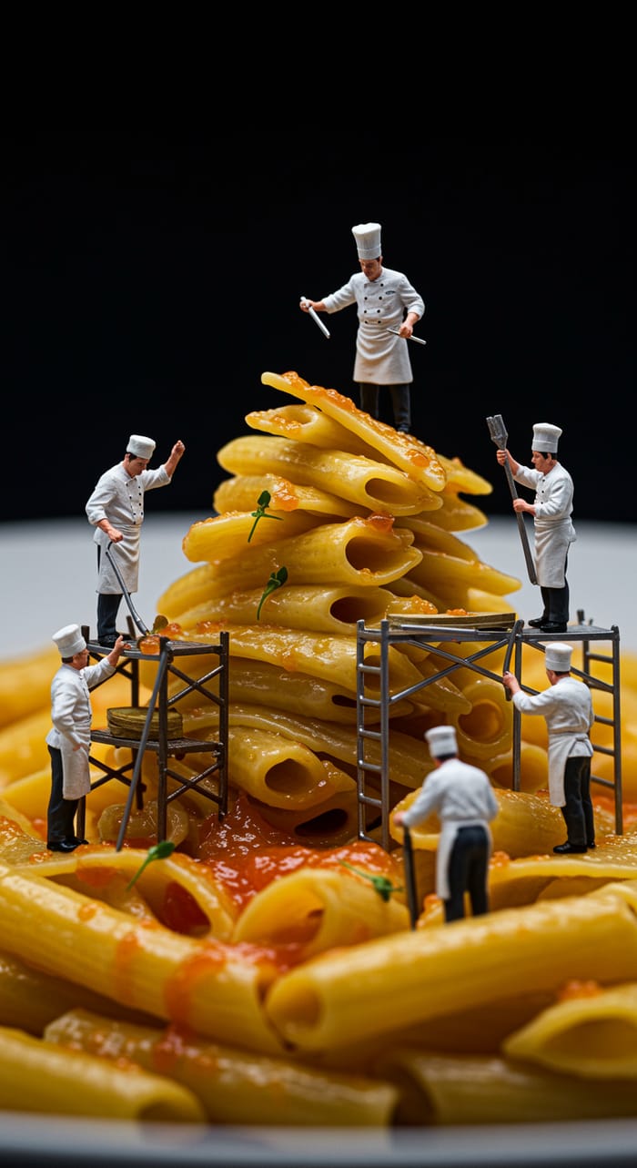 Tiny Chefs Crafting Ultra-Realistic Pasta Art