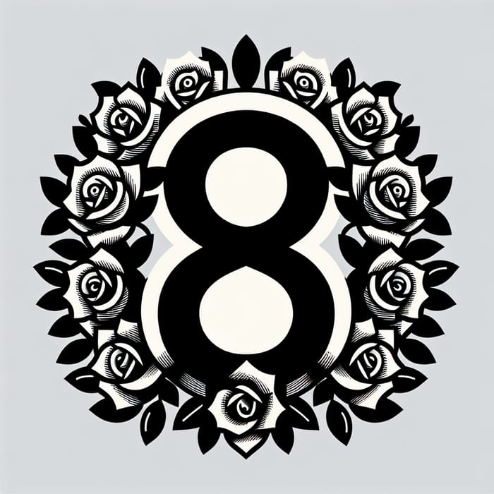 Contrast Image: Number 8 with Rose Flowers