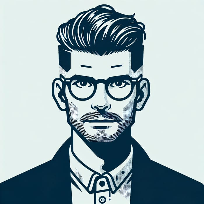 Middle-Aged Man with Flat Top Haircut and Glasses | Stylish Image