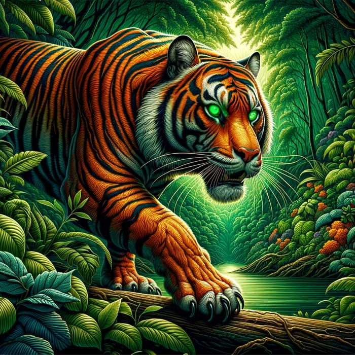 Majestic Tiger in Lush Jungle