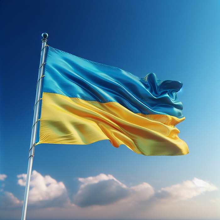 Ukrainian Flag Against a Clear Sky