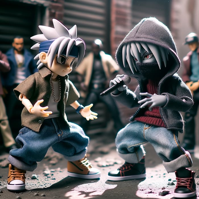 Chucky vs. Naruto: Hip-Hop Toy Rap Battle in Urban Grit