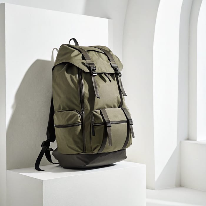 Large Backpack on White Background