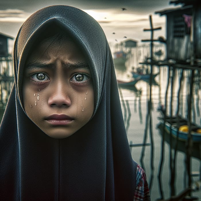 Poignant Portrayal of a Young Malay Girl in a Fisherman's Village