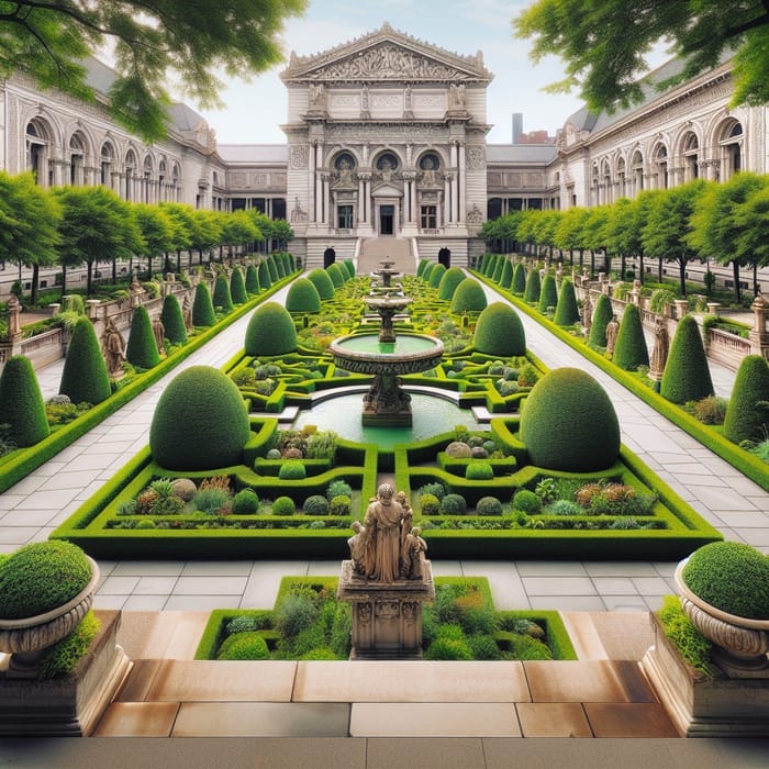 Tranquil Outdoor Museum with Fountains & Greenery