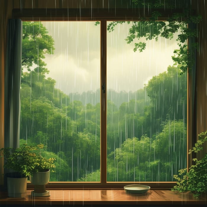 Cozy Lofi House with Forest View | Rainfall Ambiance Anime