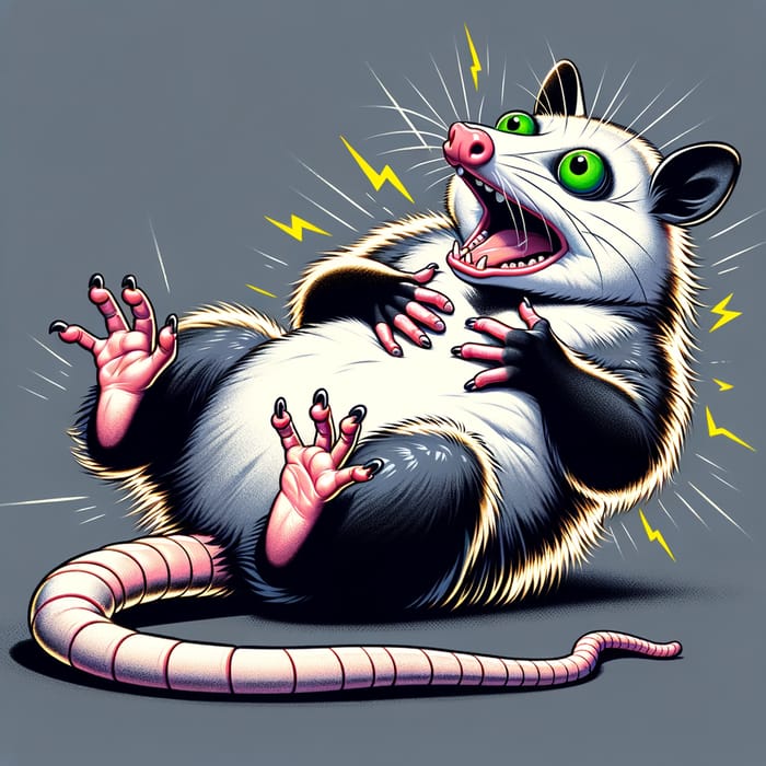 Energetic Possum Caricature | Bold, Vibrant Illustration Style