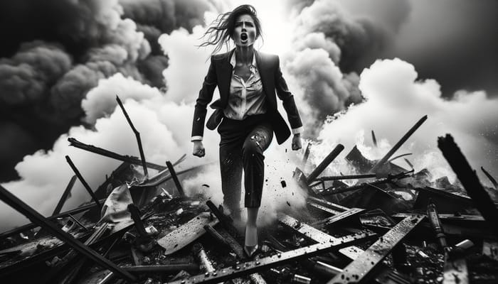 Triumphant Female Forex Trader Emerges Triumphantly | Black & White Shot