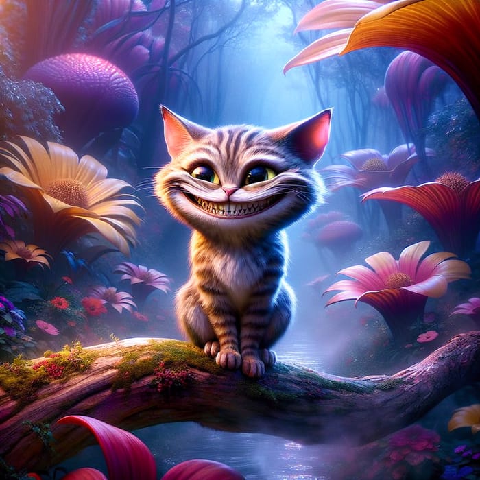 Alice in Wonderland Cat: Mystical Feline in Surreal Forest