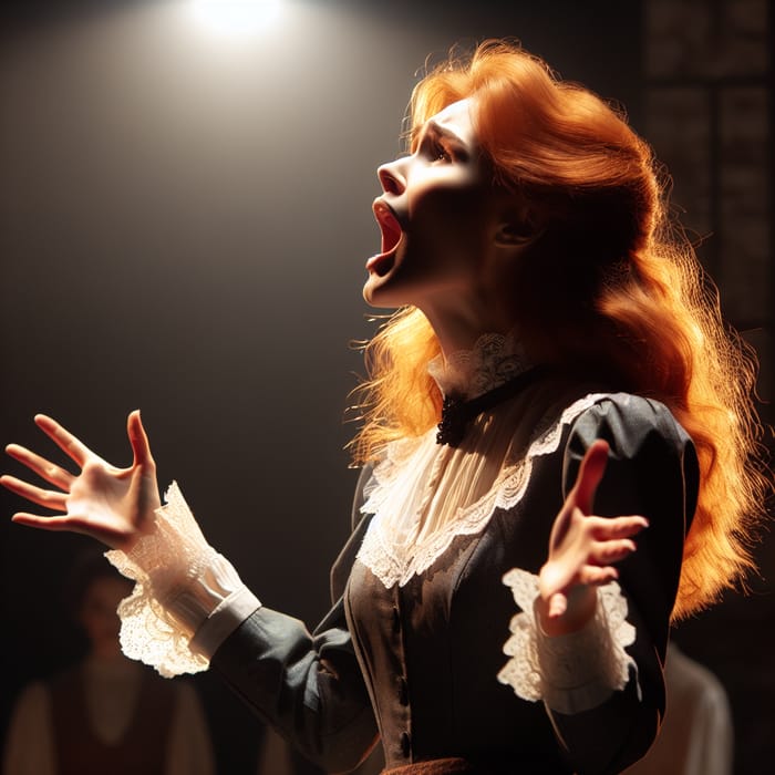 Red-haired Actress Performing on Stage