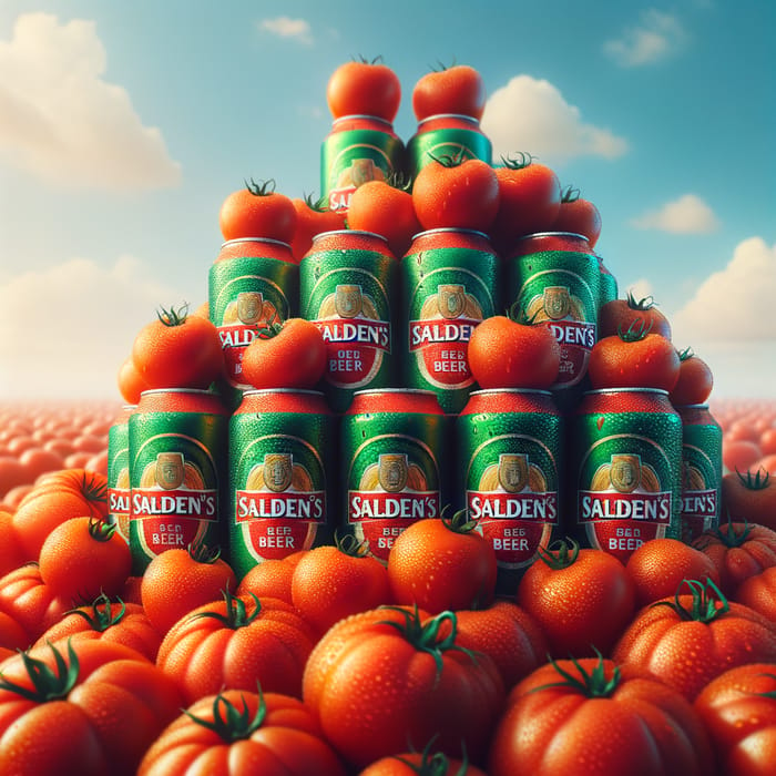 Salden's Beer Cans on Tomato Mountain Painting