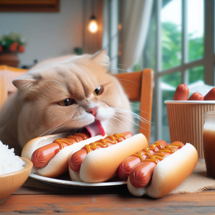 Cute Cat Enjoying Hot Dogs - Funny Animal Moment