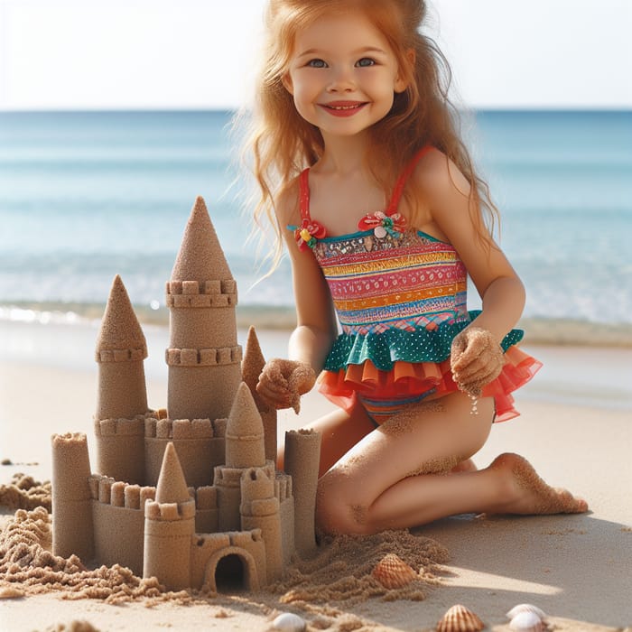 Cute Young Girl Enjoying the Beach in a Bikini