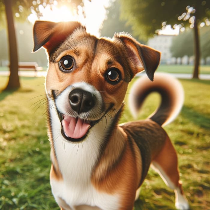 Cute Brown and White Dog Enjoying Nature