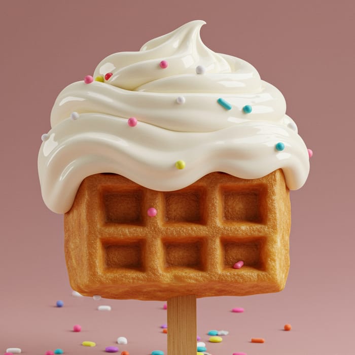 Delicious Waffle on a Stick with Cream Icing