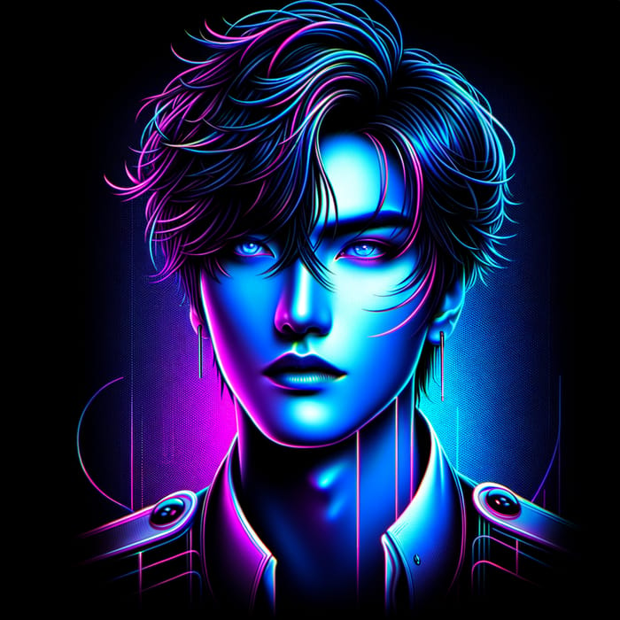 Vibrant Neon Portrait of EXO's Baekhyun: Cyberpunk-inspired Idol