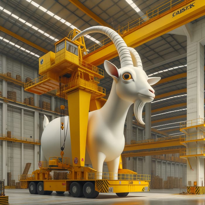 Yellow Goat Crane at White Factory - Heavy Equipment