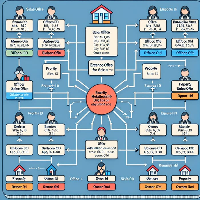 Real Estate Firm: Sales Offices, Employees, Properties, and Owners Relationship Diagram