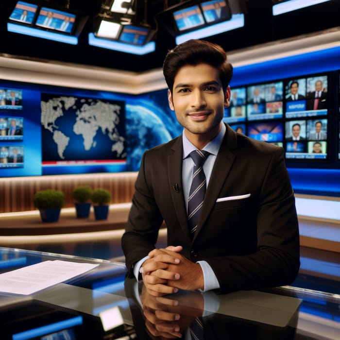 Top Indian News Anchor in Professional Studio Setup