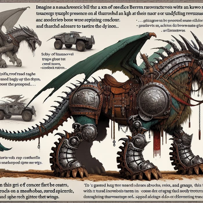 Medieval Offroad Creature: Dragon-Warhorse Hybrid of Adventure