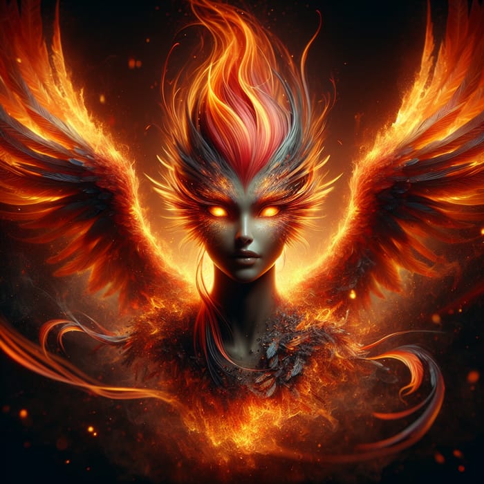 Female Phoenix Rising - Symbol of Rebirth & Strength