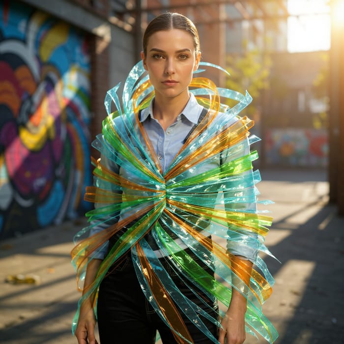 Avant-Garde Fashion: A Model's Ethereal Showcase