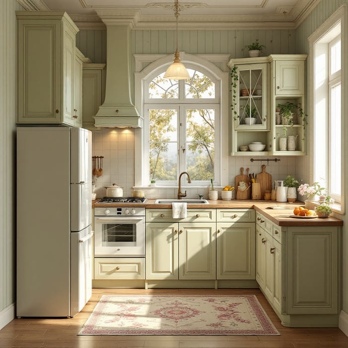 Charming Small Kitchen with Contrasting Cabinets Charming Small Kitchen with Contrasting Cabinets
