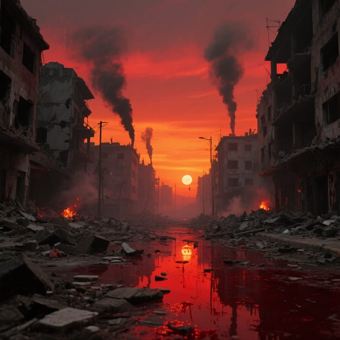 War-Torn Urban Landscape: A Haunting Vision War-Torn Urban Landscape: A Haunting Vision