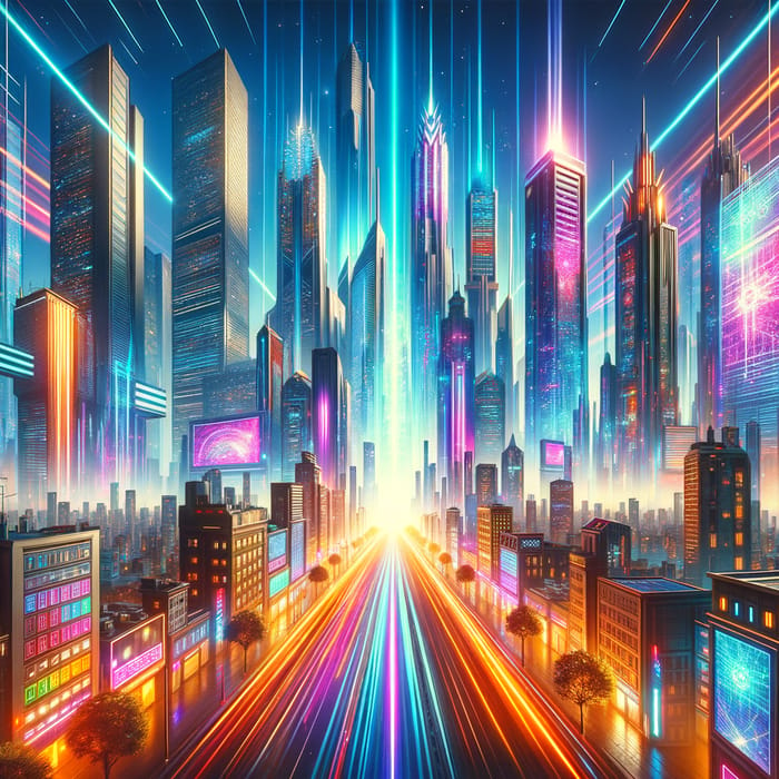 Cyberpunk Cityscape | Vibrant Skyscrapers & Neon Lights