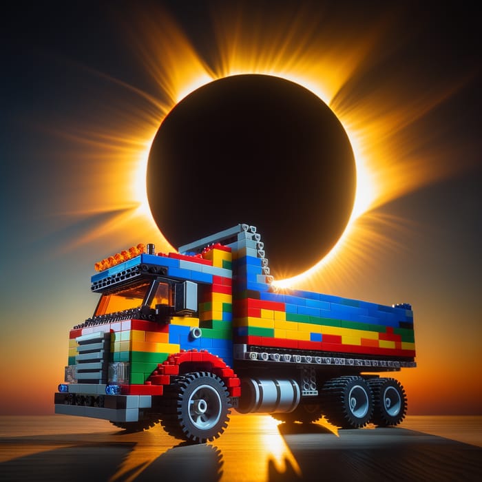 Lego Truck Under Stunning Solar Eclipse