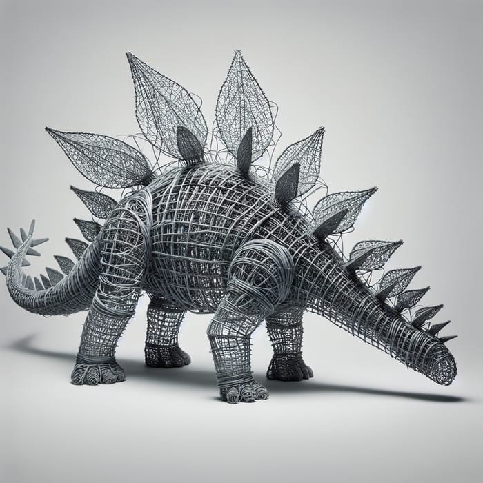 Stegosaurus Chicken Wire Sculpture | Intricately Crafted Artwork