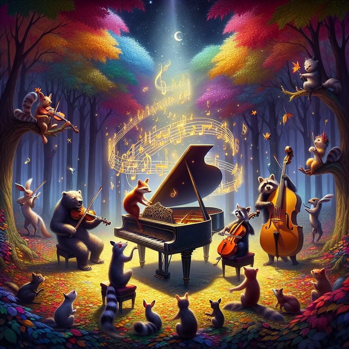 Musical Tale: Grand Piano in Enchanted Mystic Forest