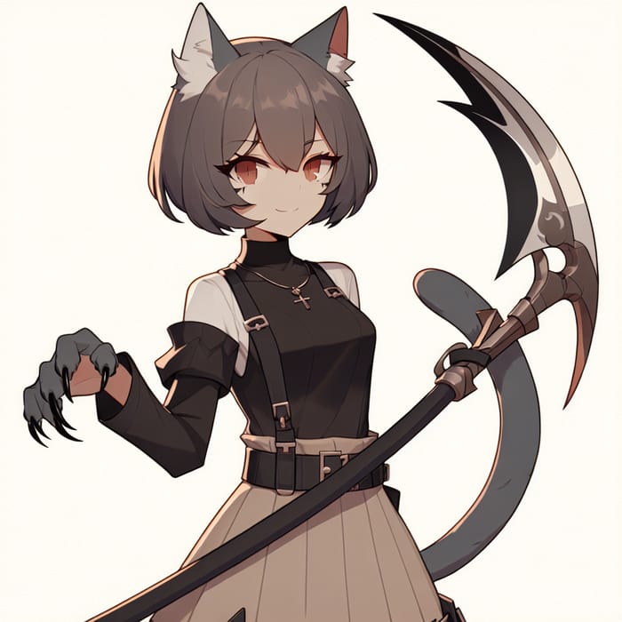 Anime Catgirl with Scythe - 3D Render