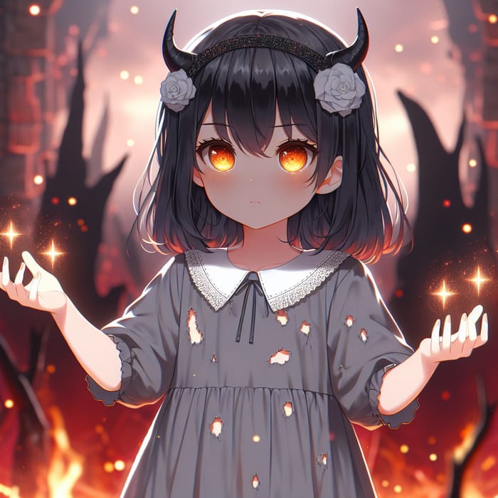 Summon Sparkling Lightning in Hell - Enchanting Girl in Grey Dress