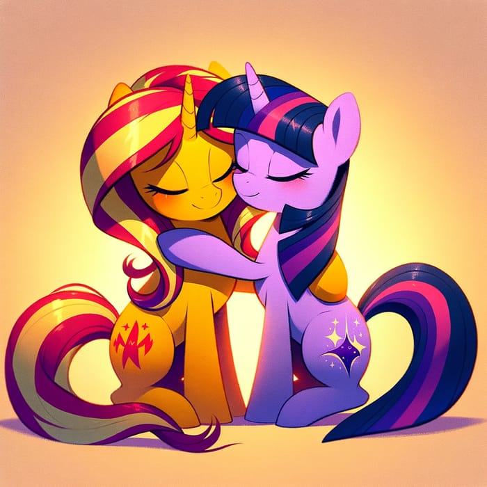 Sunset Shimmer and Twilight Sparkle: Romantic Sunset Art