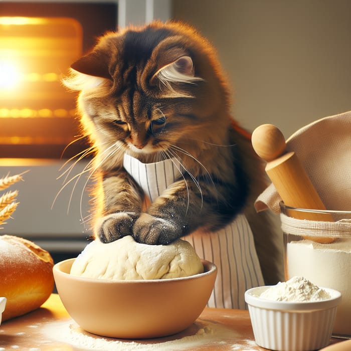 Baking Cat: Loaf of Bread on Toasted Fluffy Paw