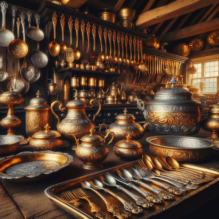 18th Century Gold & Silver Kitchen Utensils