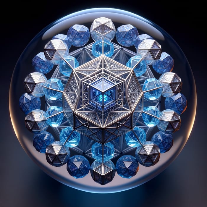 Metatron's Cube Sphere - Sacred Geometry Art with Blue Sapphire