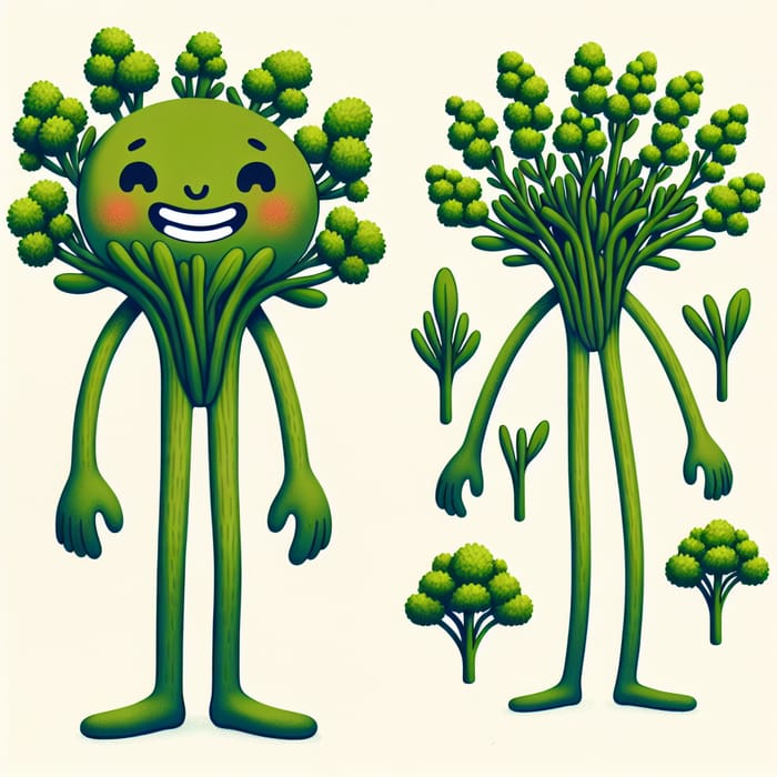 Whimsical Samphire Cartoon Character: Skinny Figure with Human-like Features