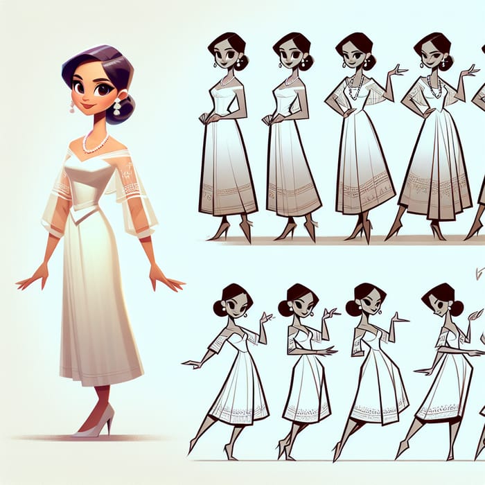 Fun Filipiniana Dress Caricature: Dynamic Female Character