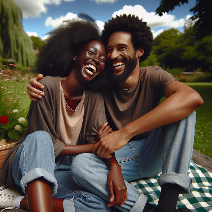 Beautiful Ebony Couple Enjoying a Serene Park Moment