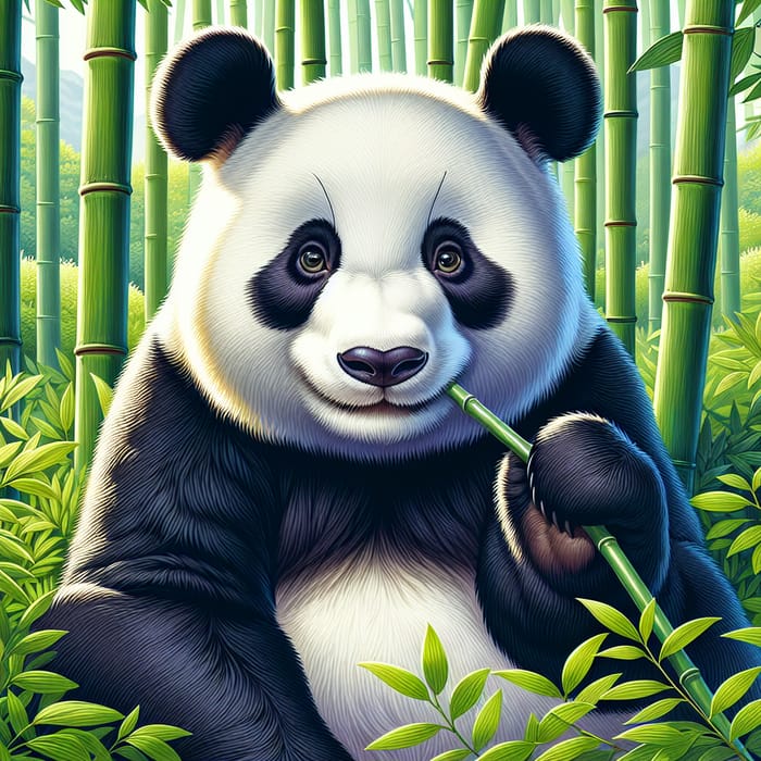 Adorable Panda in Lush Bamboo Grove