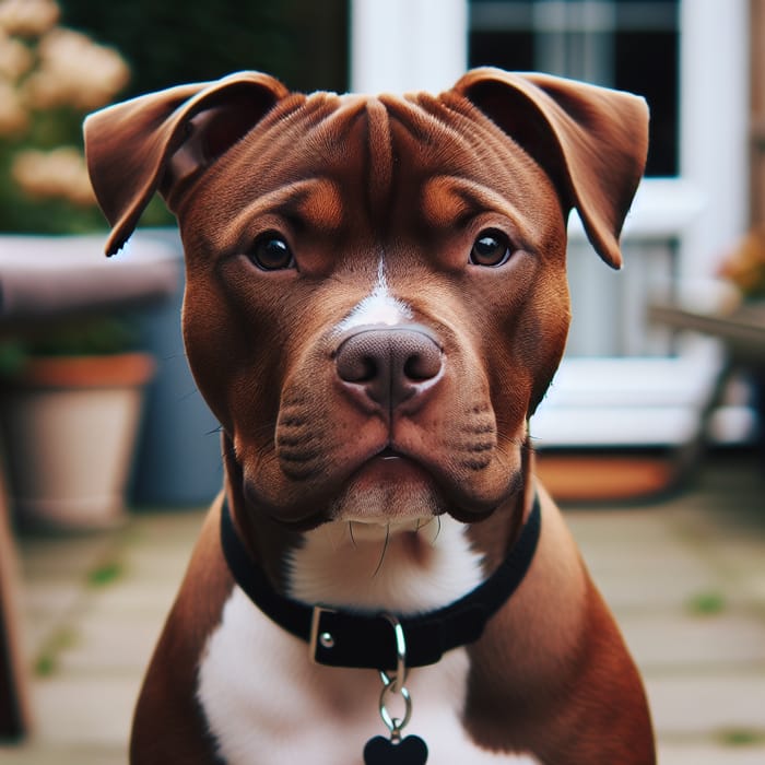 Brown Pitbull with White Chest - Cute Pets Images