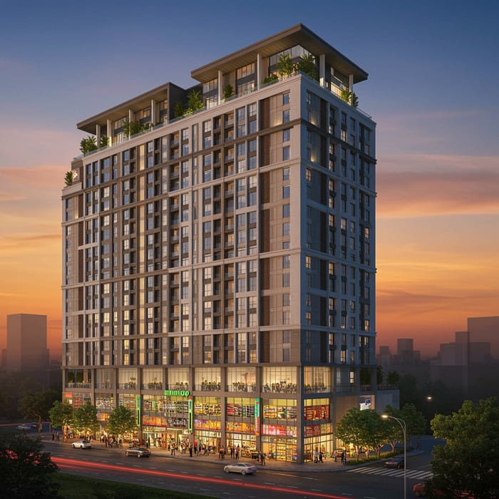 16-Story Building with Supermarket & Triplex