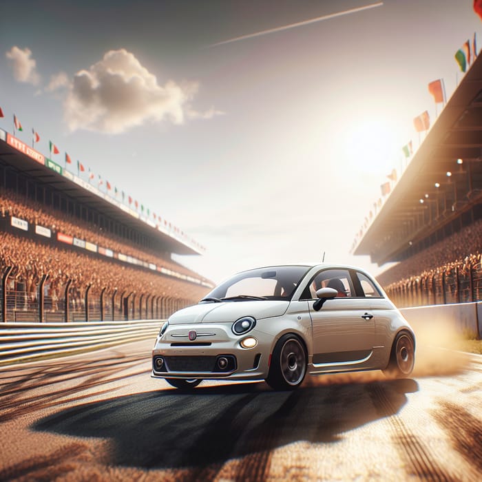 White Fiat 500 Speeding on Race Track | Dynamic Racing Scene